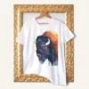 Bison Portrait watercolor painting printed on a white cotton T-shirt by Slaveika Aladjova