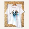 Blue Sheep watercolor painting printed on a white cotton T-shirt by Slaveika Aladjova