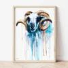 Blue Sheep watercolor painting the artwork on the T-shirt by Slaveika Aladjova