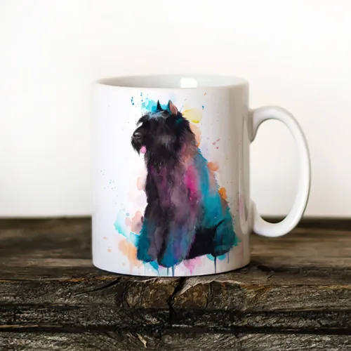 Bouvier des Flandres Art Mug, Watercolor Ceramic Mug 11 oz Bouvier des Flandres watercolor painting printed on an 11 oz ceramic art mug by Slaveika Aladjova