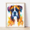 Boxer Dog watercolor painting the artwork on the T-shirt by Slaveika Aladjova