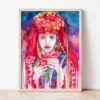 Bride in a Wedding Costume from Thrace watercolor painting the artwork on the T-shirt by Slaveika Aladjova
