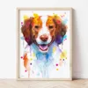 Brittany Spaniel watercolor painting the artwork on the T-shirt by Slaveika Aladjova