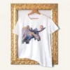 Bull Moose watercolor painting printed on a white cotton T-shirt by Slaveika Aladjova