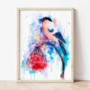 Bullfinch watercolor painting the artwork on the T-shirt by Slaveika Aladjova