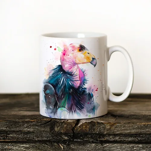 California Condor Art Mug, Watercolor Ceramic Mug 11 oz California Condor watercolor painting printed on an 11 oz ceramic art mug by Slaveika Aladjova