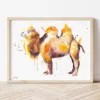 Camel watercolor painting the artwork on the T-shirt by Slaveika Aladjova