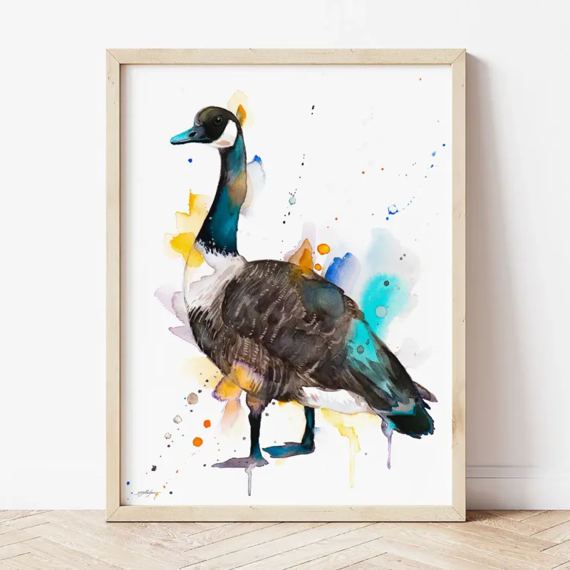 Canada Goose watercolor painting the artwork on the T-shirt by Slaveika Aladjova
