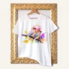 Cedar Waxwings watercolor painting printed on a white cotton T-shirt by Slaveika Aladjova