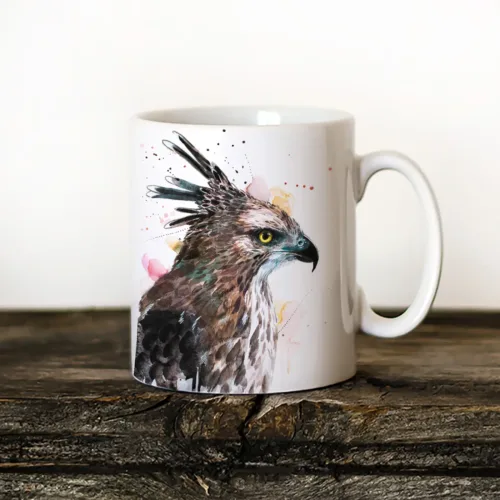 Changeable Hawk-Eagle Art Mug, Watercolor Ceramic Mug 11 oz Changeable Hawk-Eagle watercolor painting printed on an 11 oz ceramic art mug by Slaveika Aladjova