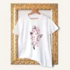 Cherry Blossom watercolor painting printed on a white cotton T-shirt by Slaveika Aladjova