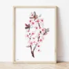 Cherry Blossom watercolor painting the artwork on the T-shirt by Slaveika Aladjova