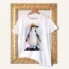 Chinstrap Penguin watercolor painting printed on a white cotton T-shirt by Slaveika Aladjova