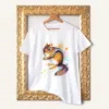 Chipmunk watercolor painting printed on a white cotton T-shirt by Slaveika Aladjova