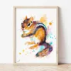 Chipmunk watercolor painting the artwork on the T-shirt by Slaveika Aladjova