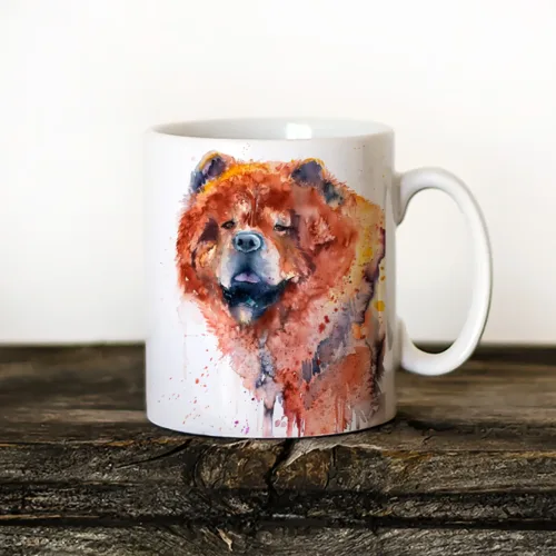 Chow Chow Art Mug, Watercolor Ceramic Mug 11 oz Chow Chow watercolor painting printed on an 11 oz ceramic art mug by Slaveika Aladjova
