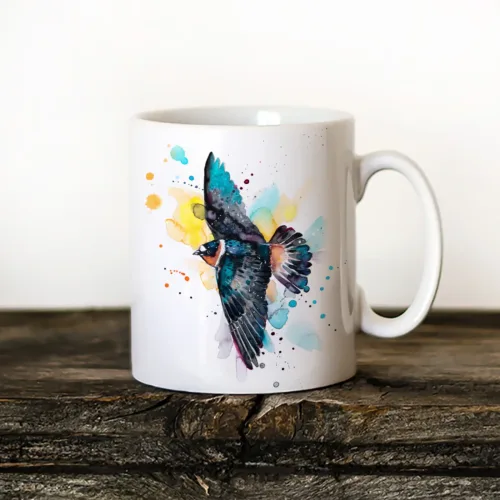 Cliff Swallow Art Mug, Watercolor Ceramic Mug 11 oz Cliff Swallow watercolor painting printed on an 11 oz ceramic art mug by Slaveika Aladjova