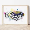 Clown Triggerfish watercolor painting the artwork on the T-shirt by Slaveika Aladjova