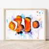 Clownfish watercolor painting the artwork on the T-shirt by Slaveika Aladjova
