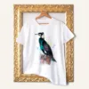 Cormorant watercolor painting printed on a white cotton T-shirt by Slaveika Aladjova