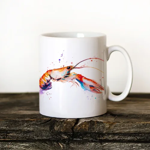 Crawfish Art Mug, Watercolor Ceramic Mug 11 oz Crawfish watercolor painting printed on an 11 oz ceramic art mug by Slaveika Aladjova