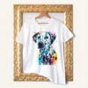 Dalmatian watercolor painting printed on a white cotton T-shirt by Slaveika Aladjova