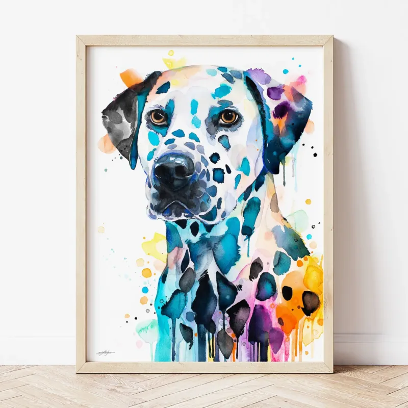 Dalmatian watercolor painting the artwork on the T-shirt by Slaveika Aladjova