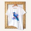 Eastern Bluebird watercolor painting printed on a white cotton T-shirt by Slaveika Aladjova