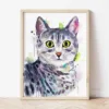 Egyptian Mau Cat watercolor painting the artwork on the T-shirt by Slaveika Aladjova