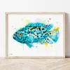 Electric Blue Jack Dempsey watercolor painting the artwork on the T-shirt by Slaveika Aladjova
