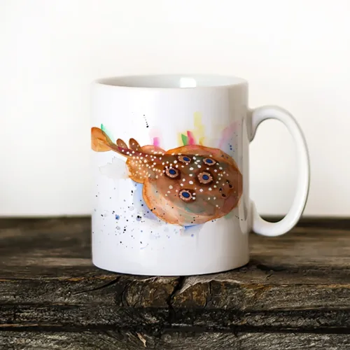 Electric Ray Art Mug, Watercolor Ceramic Mug 11 oz Electric Ray watercolor painting printed on an 11 oz ceramic art mug by Slaveika Aladjova