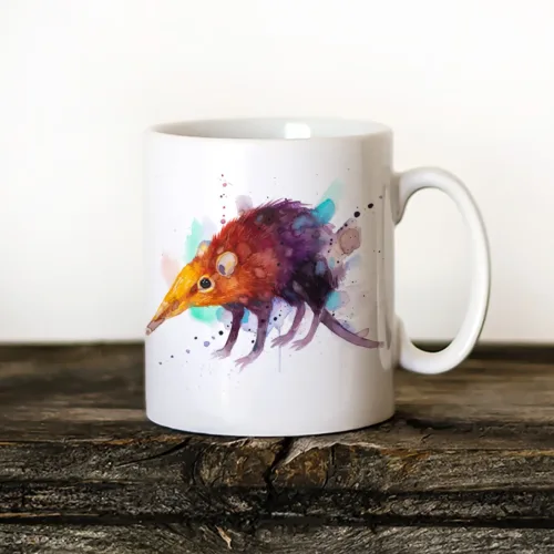 Elephant Shrew Art Mug, Watercolor Ceramic Mug 11 oz Elephant Shrew watercolor painting printed on an 11 oz ceramic art mug by Slaveika Aladjova