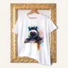 Emperor Tamarin watercolor painting printed on a white cotton T-shirt by Slaveika Aladjova