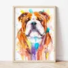 English Bulldog watercolor painting the artwork on the T-shirt by Slaveika Aladjova
