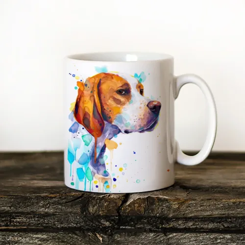 English Pointer Art Mug, Watercolor Ceramic Mug 11 oz English Pointer watercolor painting printed on an 11 oz ceramic art mug by Slaveika Aladjova
