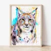 Eurasian Lynx watercolor painting the artwork on the T-shirt by Slaveika Aladjova