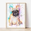 Fawn French Bulldog Puppy watercolor painting the artwork on the T-shirt by Slaveika Aladjova