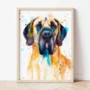 Fawn Great Dane watercolor painting the artwork on the T-shirt by Slaveika Aladjova