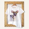 Fawn watercolor painting printed on a white cotton T-shirt by Slaveika Aladjova