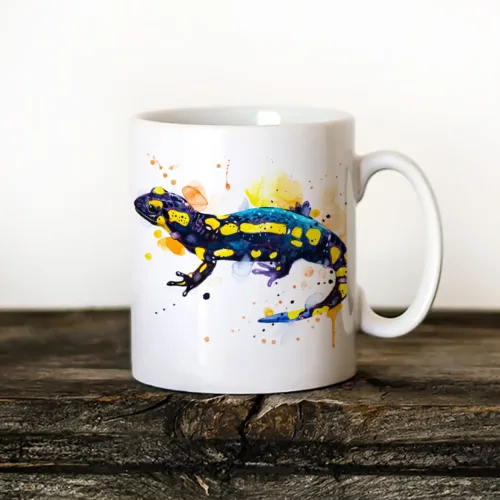 Fire Salamander Art Mug, Watercolor Ceramic Mug 11 oz Fire Salamander watercolor painting printed on an 11 oz ceramic art mug by Slaveika Aladjova