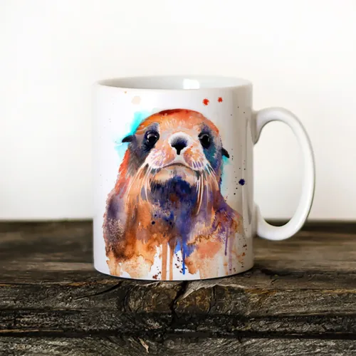 Fur Seal Art Mug, Watercolor Ceramic Mug 11 oz Fur Seal watercolor painting printed on an 11 oz ceramic art mug by Slaveika Aladjova