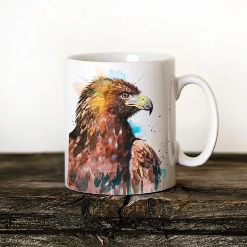 Golden Eagle Art Mug, Watercolor Ceramic Mug 11 oz Golden Eagle watercolor painting printed on an 11 oz ceramic art mug by Slaveika Aladjova