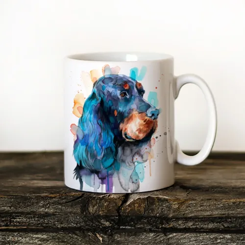 Gordon Setter Art Mug, Watercolor Ceramic Mug 11 oz Gordon Setter watercolor painting printed on an 11 oz ceramic art mug by Slaveika Aladjova