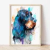 Gordon Setter watercolor painting the artwork on the T-shirt by Slaveika Aladjova