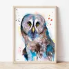 Great Grey Owl watercolor painting the artwork on the T-shirt by Slaveika Aladjova