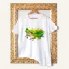 Green Tree Frog watercolor painting printed on a white cotton T-shirt by Slaveika Aladjova