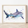 Grey Reef Shark watercolor painting the artwork on the T-shirt by Slaveika Aladjova