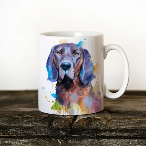 Hanover Hound Art Mug, Watercolor Ceramic Mug 11 oz Hanover Hound watercolor painting printed on an 11 oz ceramic art mug by Slaveika Aladjova