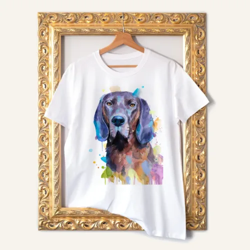 Hanover Hound T-Shirt, Watercolor Art Tee Hanover Hound watercolor painting printed on a white cotton T-shirt by Slaveika Aladjova