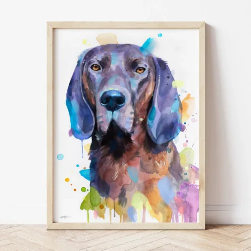 Hanover Hound watercolor painting the artwork on the T-shirt by Slaveika Aladjova